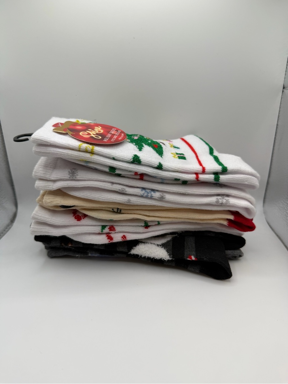 Women’s Festive Crew Socks Pack - White, Black, Cream